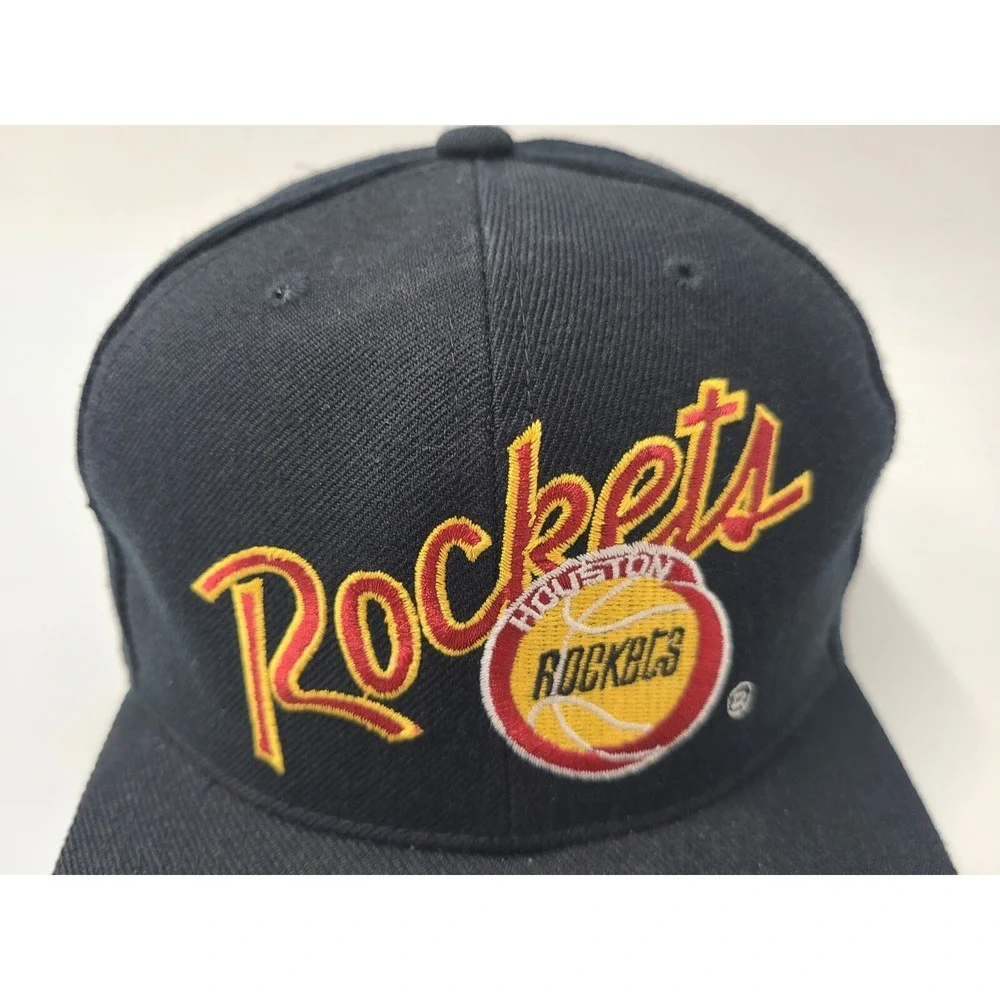 Vintage Houston Rockets Script Sports Specialties Fitted 6 5/8 Hat Cap NBA Black